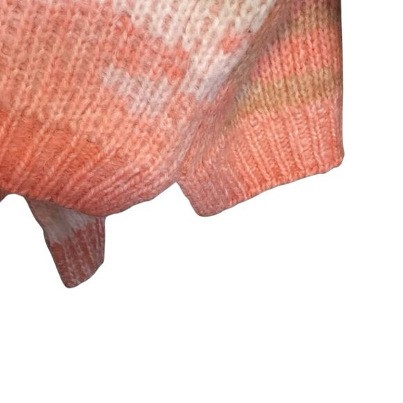 Studio B by Bobeau Sunrise Pink Tan Crewneck Cozy Ribbed Sweater Size L - Picture 7 of 9